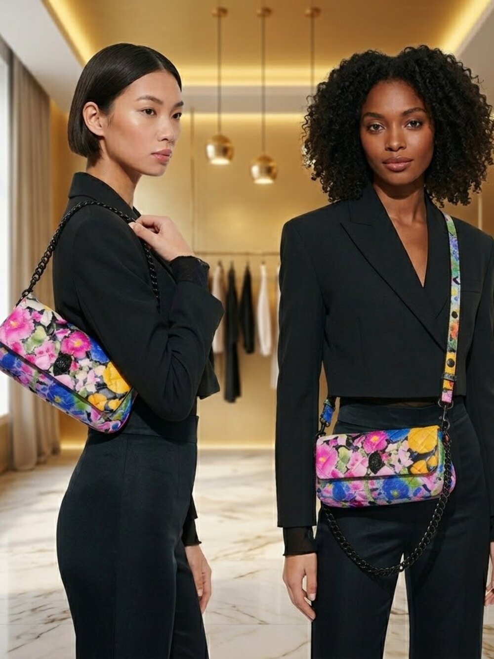 Kurt Geiger Floral Multicolor Shoulder Bag in Pink, Yellow, Blue and Green